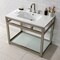 Fauceture VWP3722W8B8 37-Inch Ceramic Console Sink (8-Inch, 3-Hole), White/Brushed Nickel VWP3722W8B8 - alternate 4